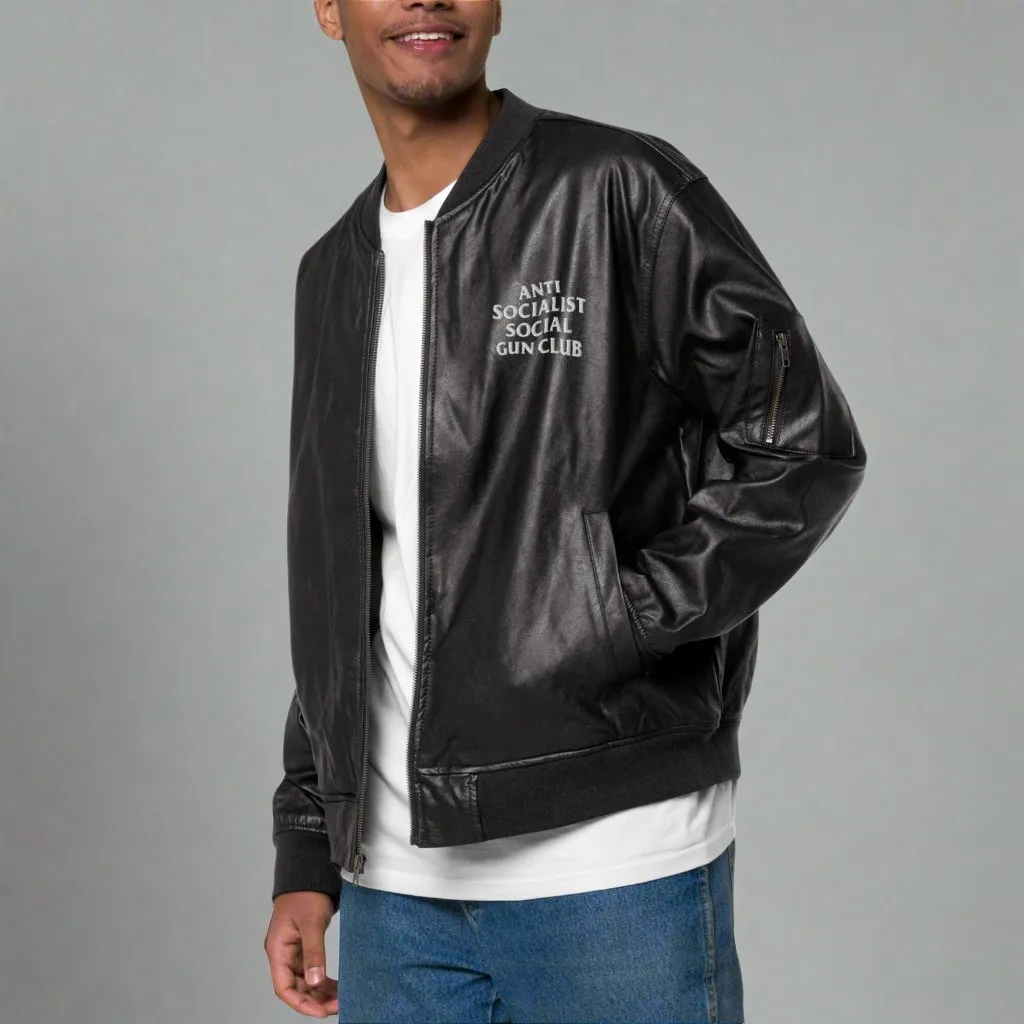 Anti Socialist Social Gun Club Faux Leather Bomber Jacket