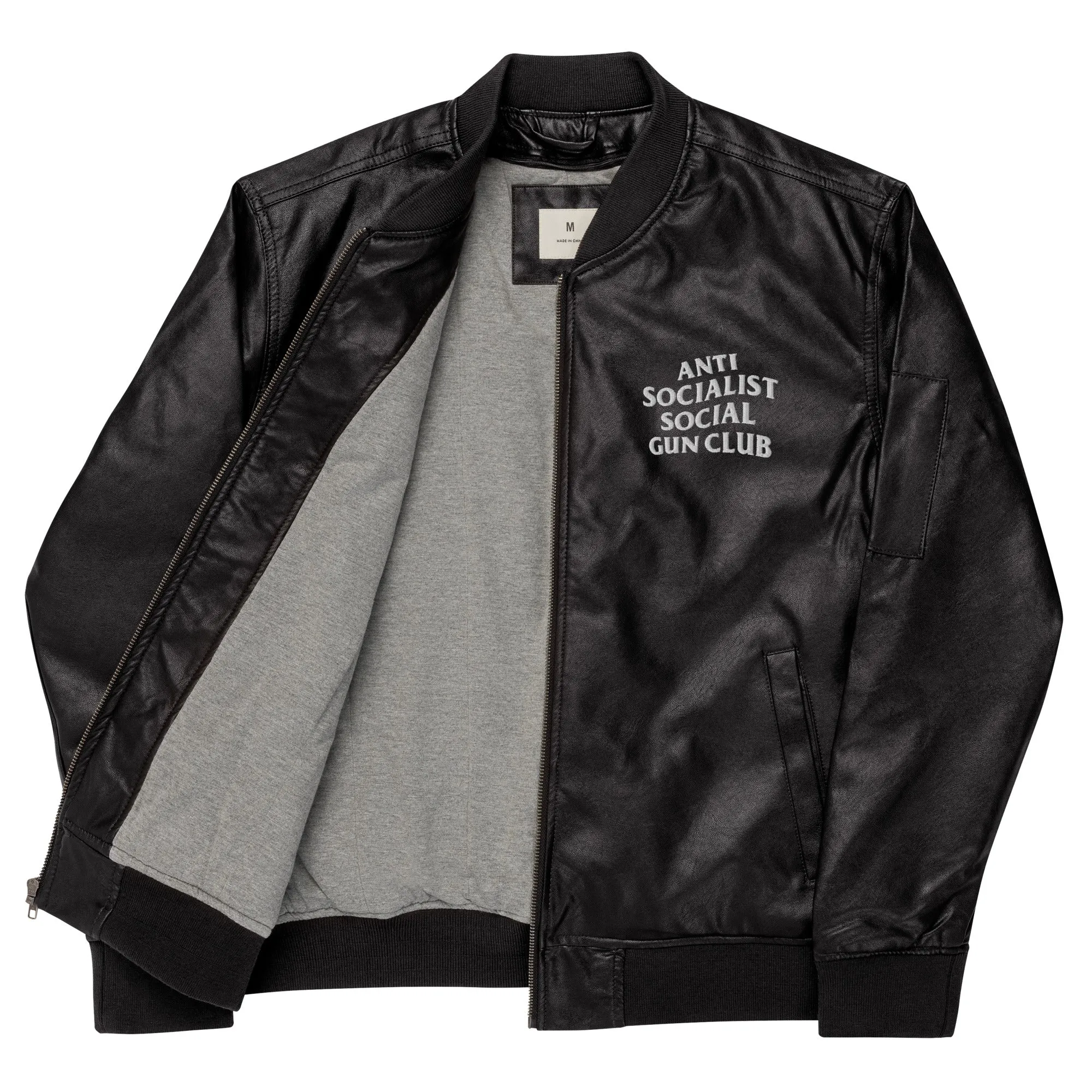 Anti Socialist Social Gun Club Faux Leather Bomber Jacket
