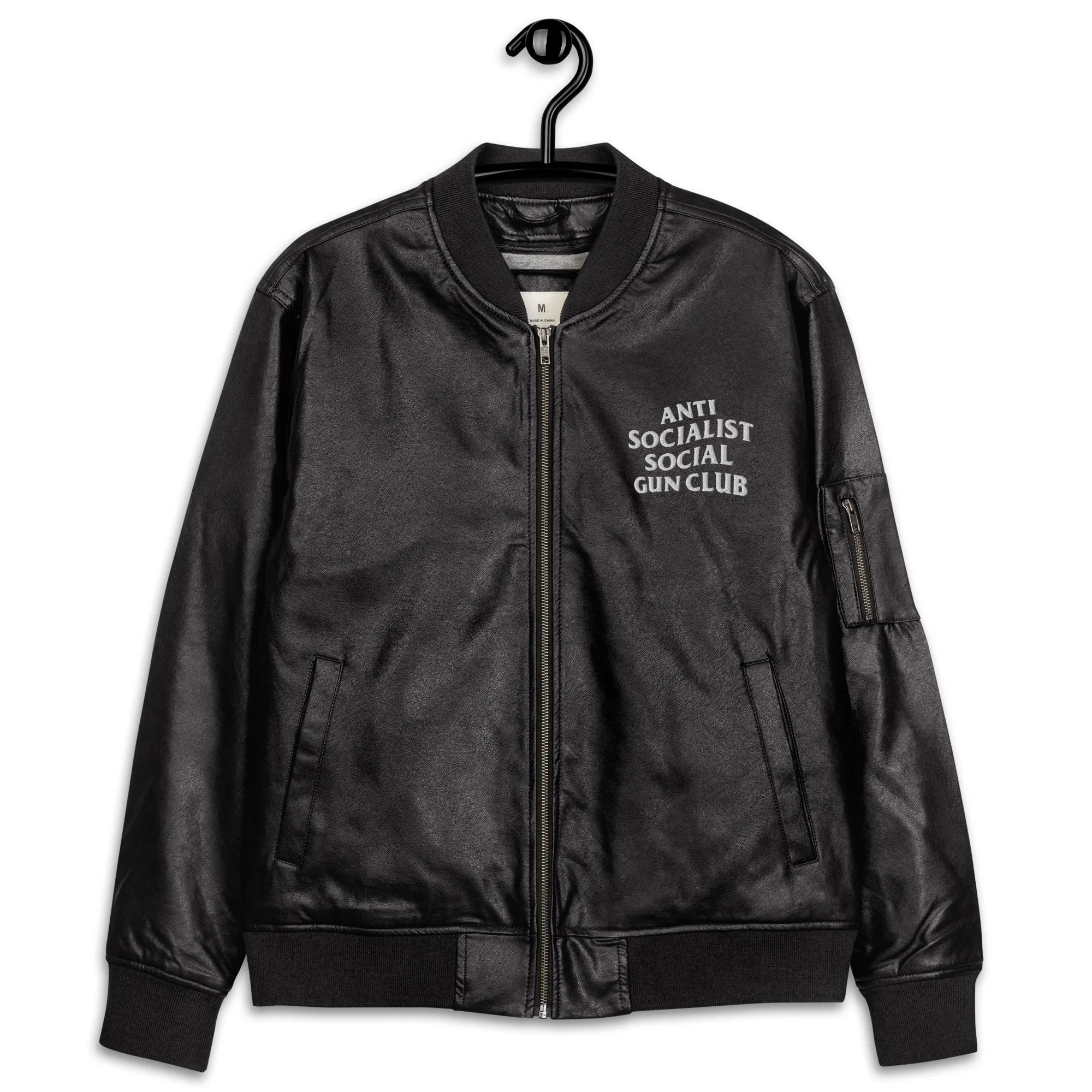 Anti Socialist Social Gun Club Faux Leather Bomber Jacket