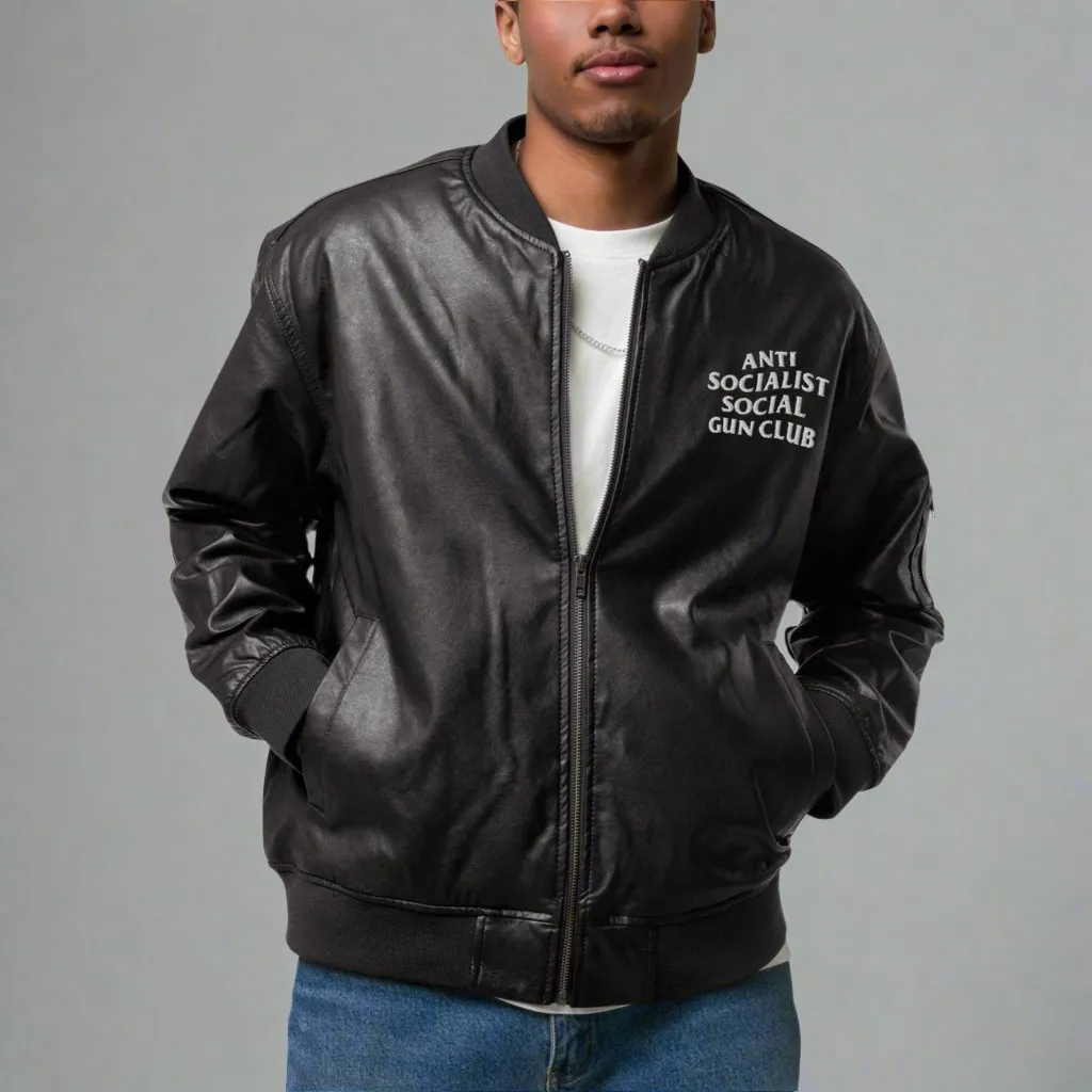 Anti Socialist Social Gun Club Faux Leather Bomber Jacket