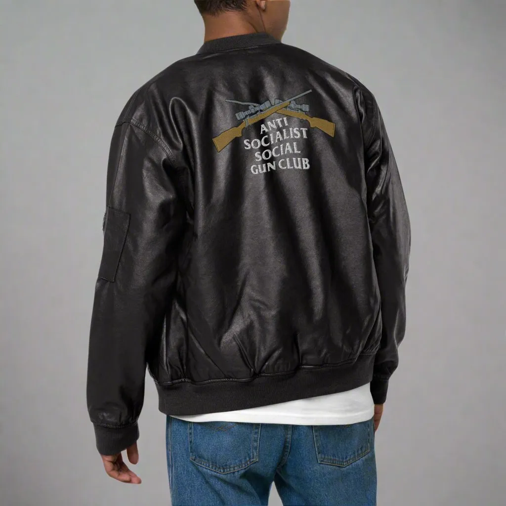 Anti Socialist Social Gun Club Faux Leather Bomber Jacket
