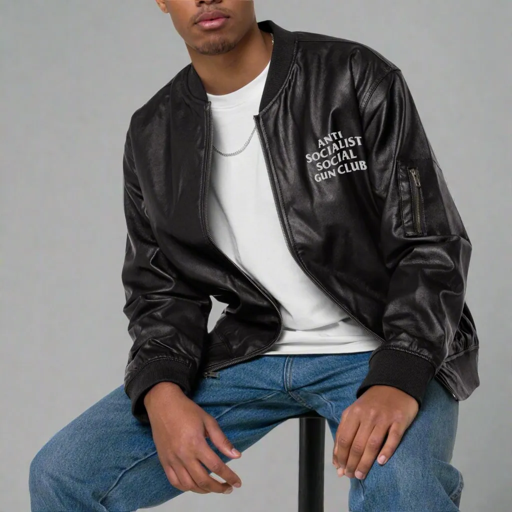 Anti Socialist Social Gun Club Faux Leather Bomber Jacket
