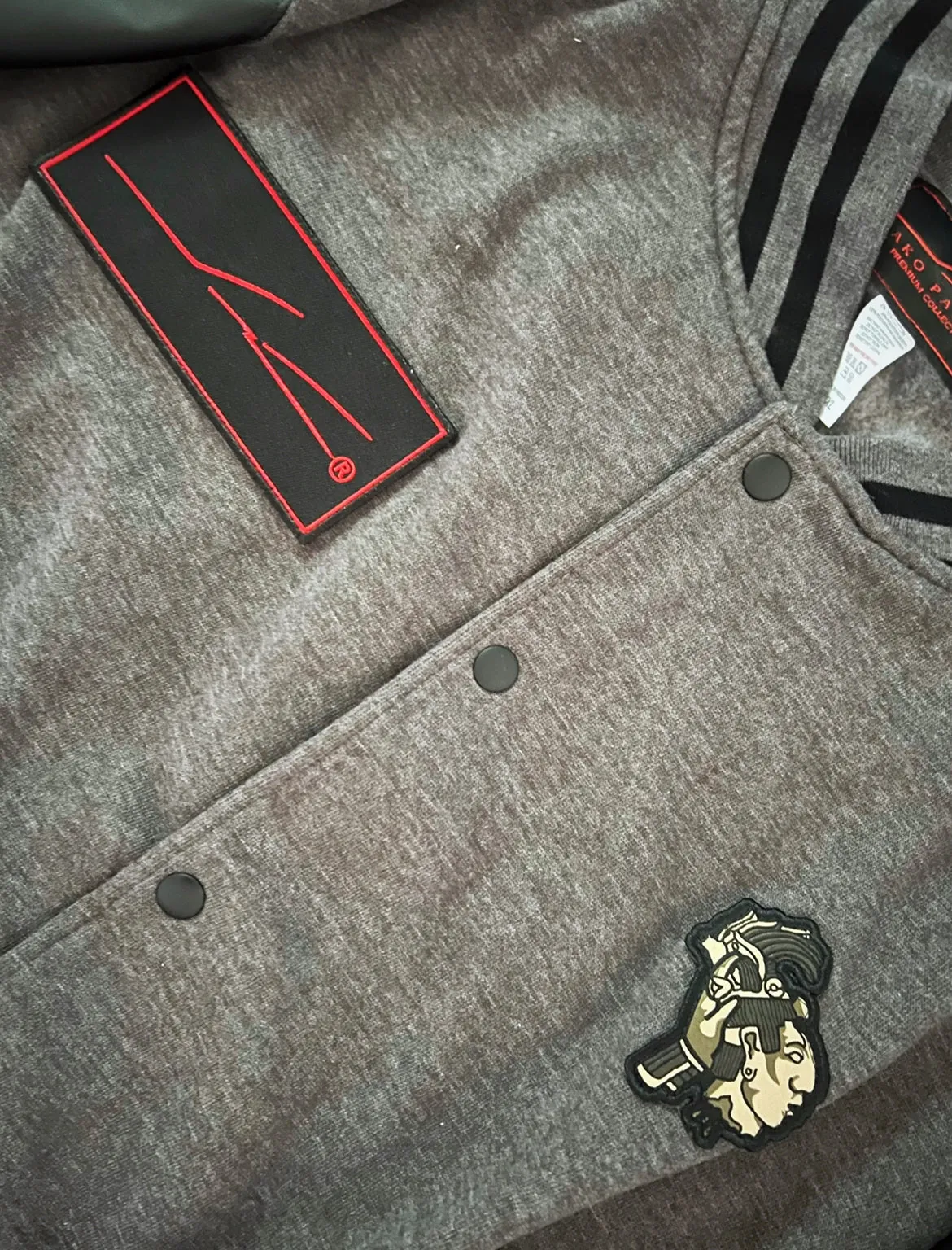 Black on Gray Origins Bomber Jacket