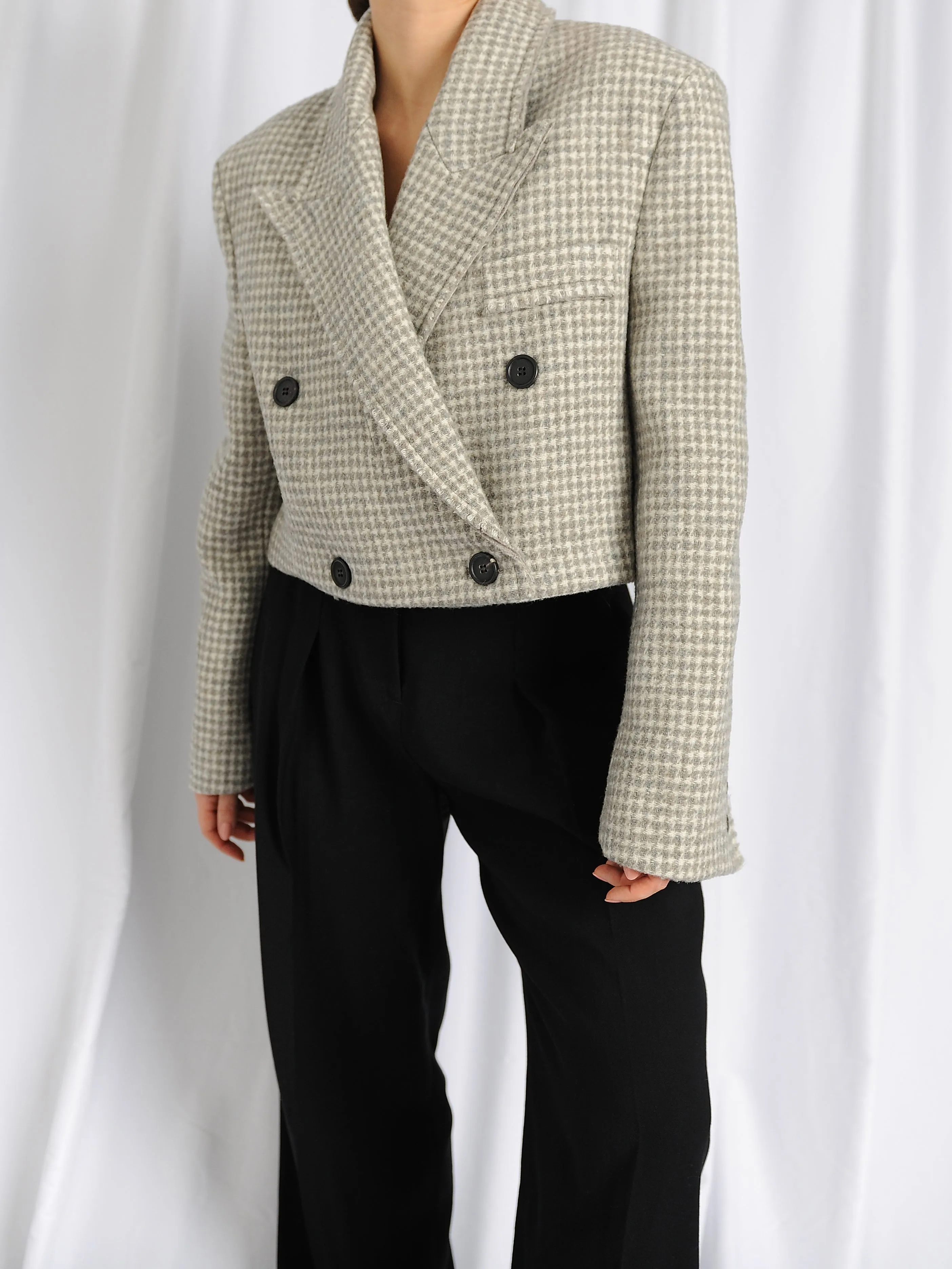 Cashmere Wool Cropped Blazer