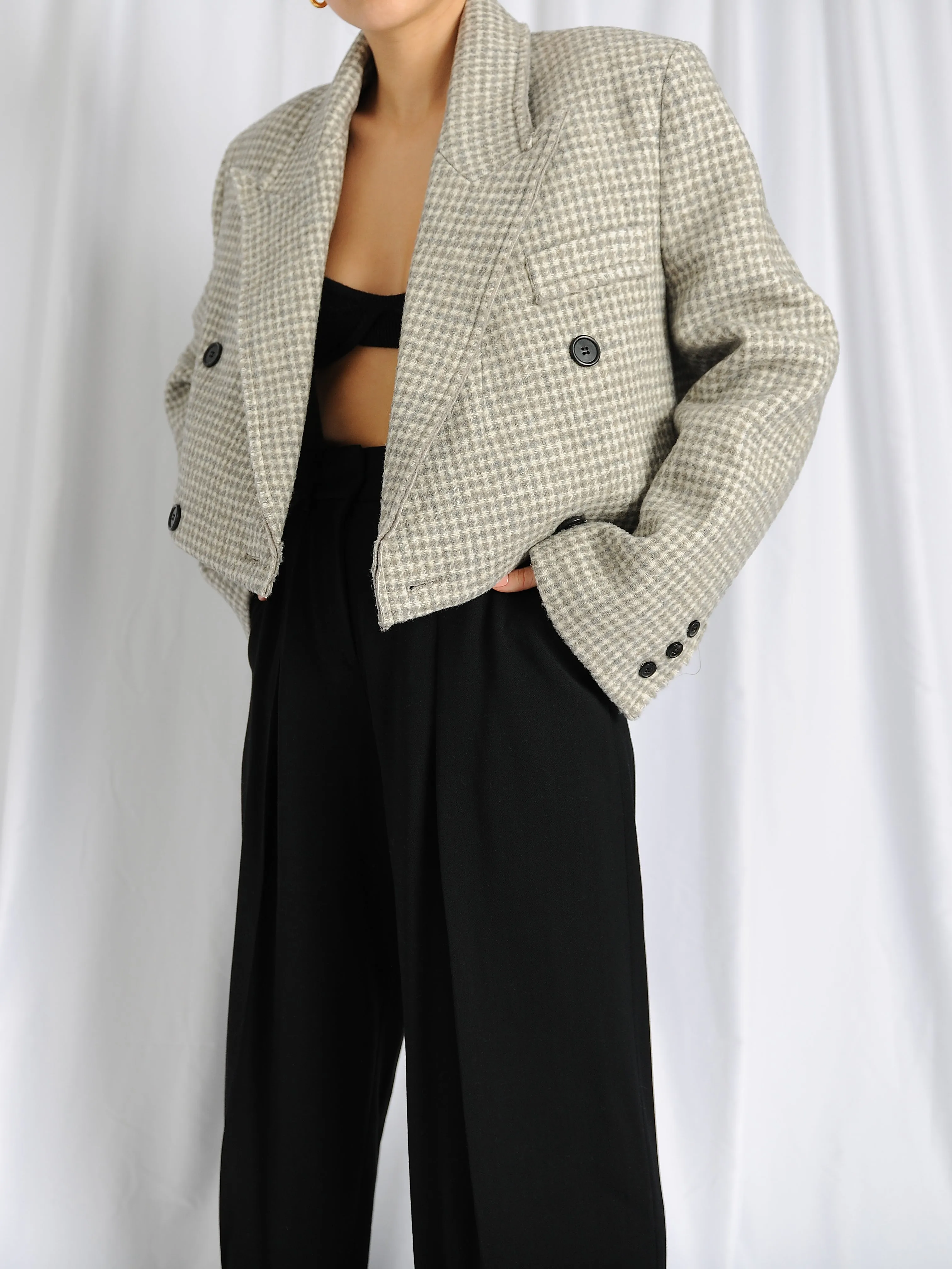 Cashmere Wool Cropped Blazer