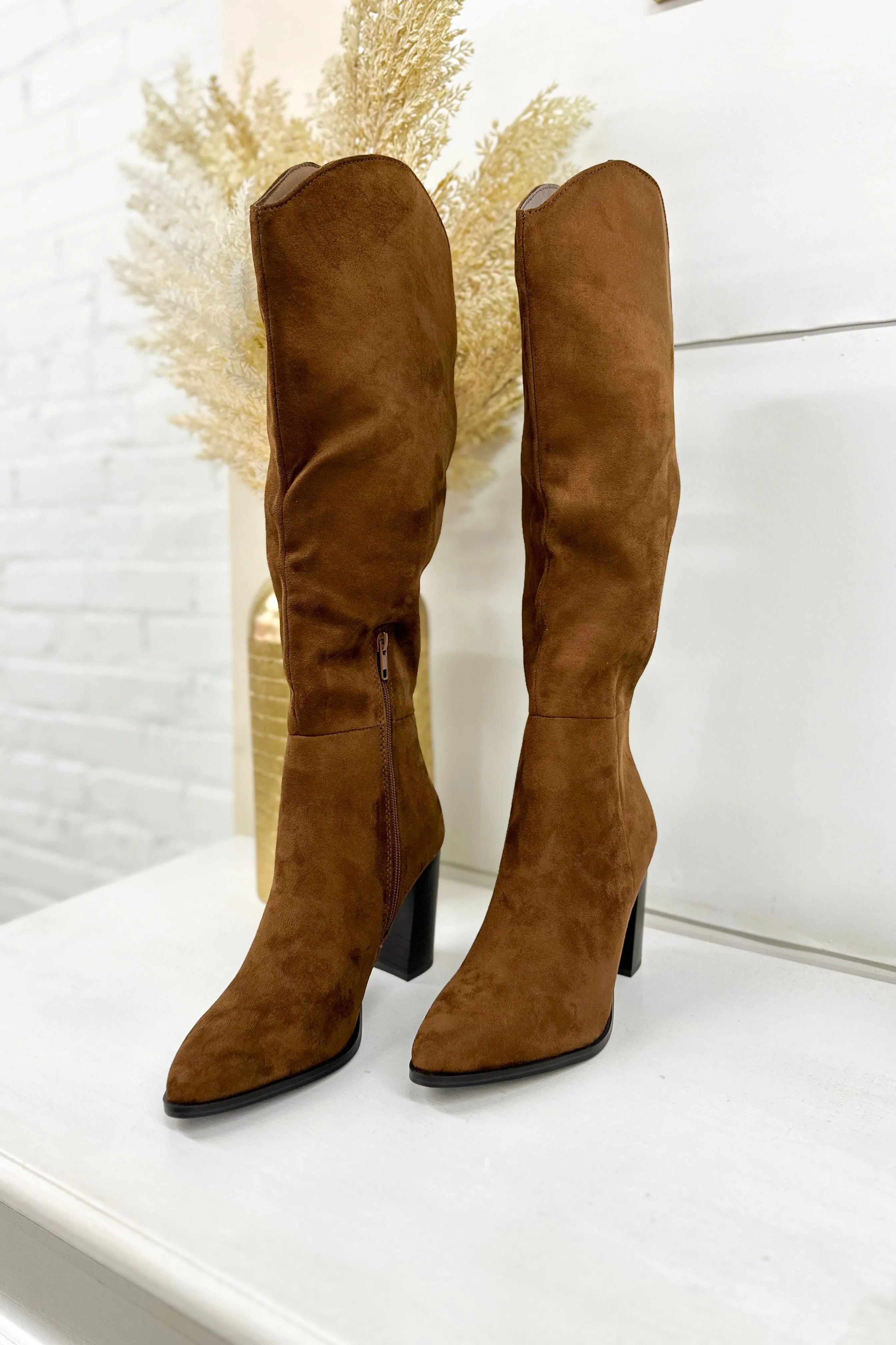 Chocolate Suede Knee High Boot