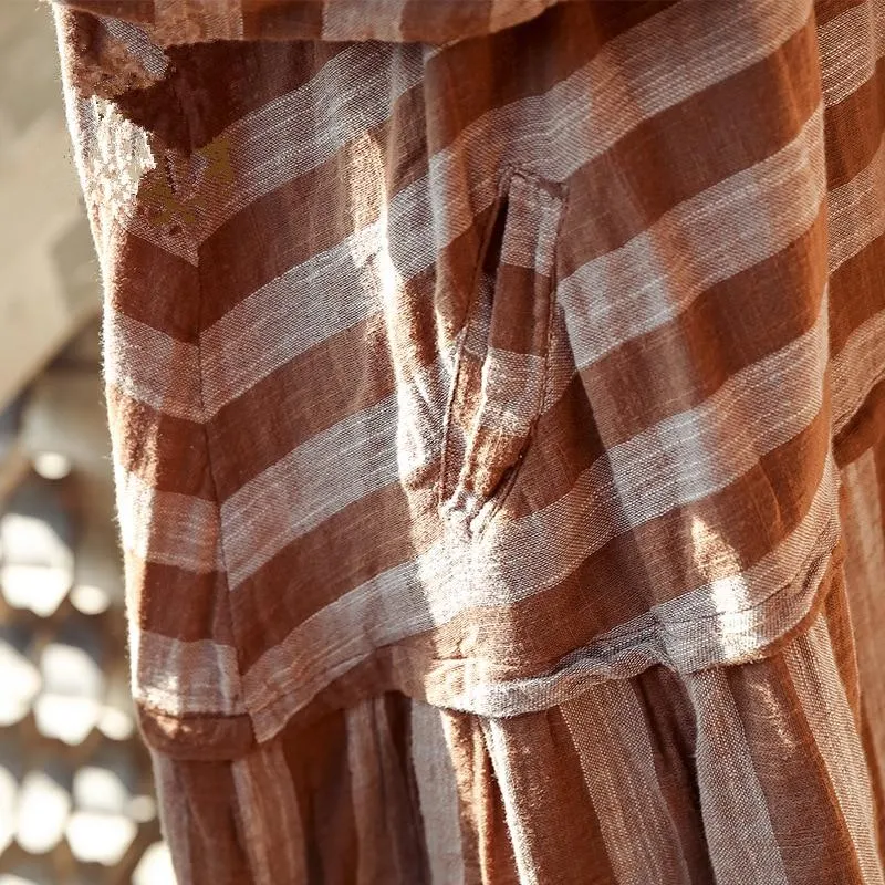 Cotton Linen Striped Cardigan