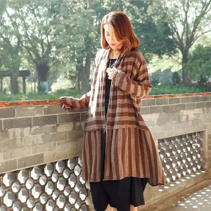Cotton Linen Striped Cardigan