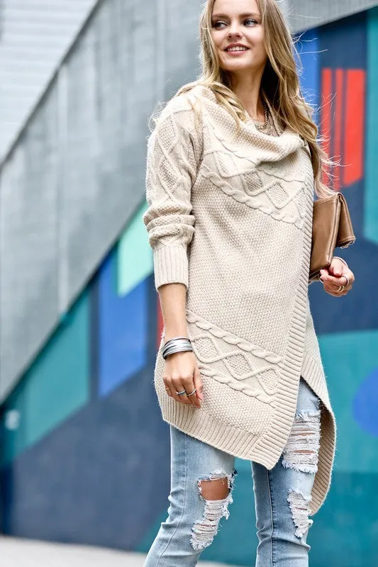 Ivory Cable Twist Sweater, Large