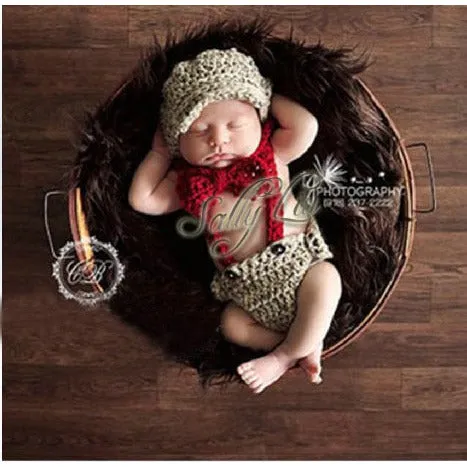 Knitted Newborn Suspender Pants