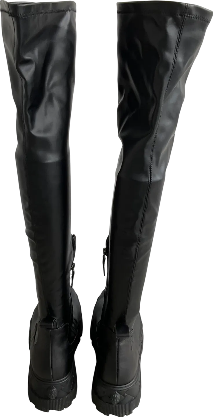 Kurt Geiger Black Trekker Knee Boots UK 8 EU 41 👠