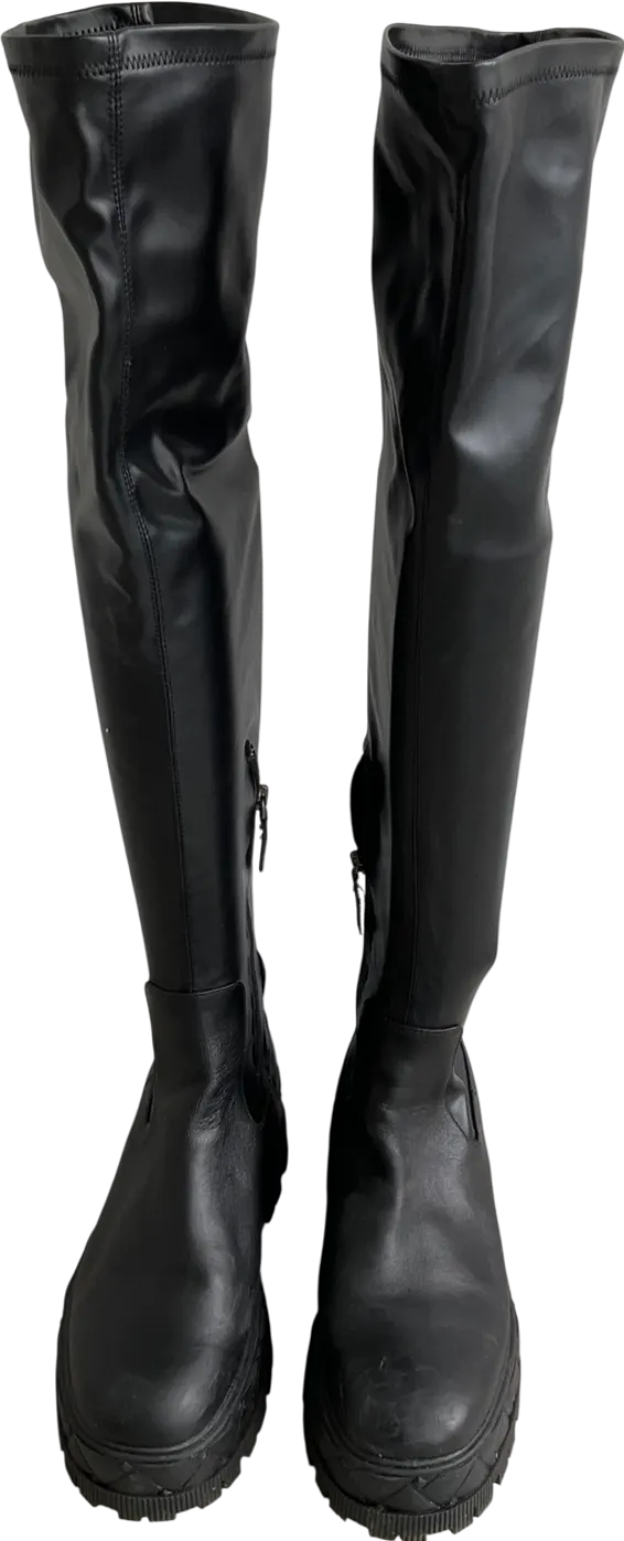 Kurt Geiger Black Trekker Knee Boots UK 8 EU 41 👠