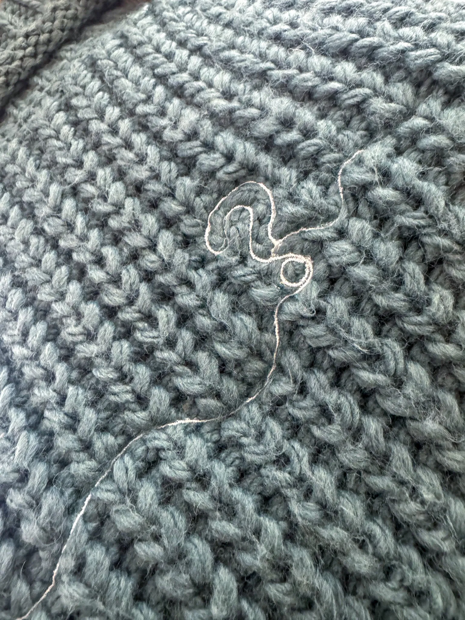 One Line Question Mark Teal Turtleneck Sweater 2XL
