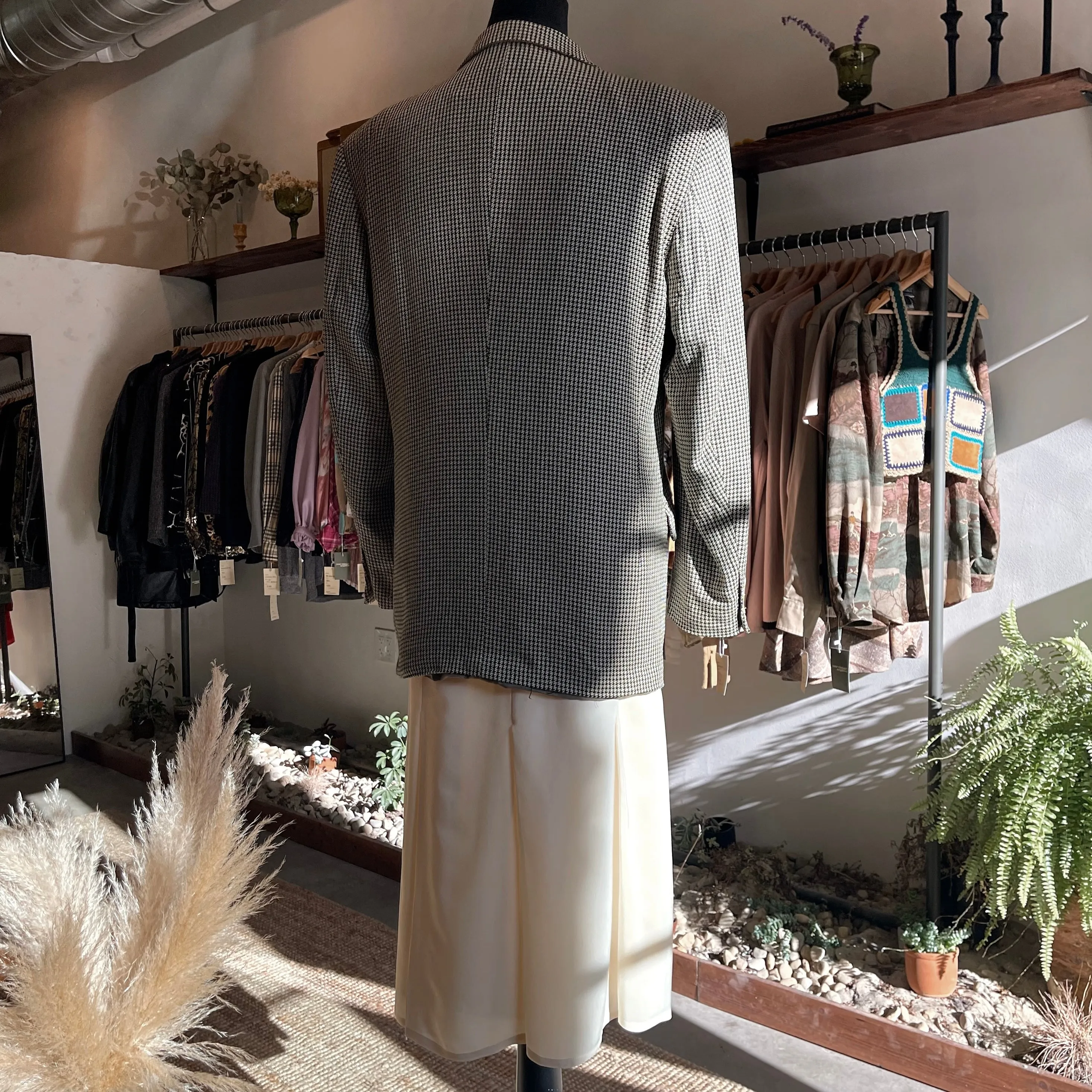 Vintage Oversized Houndstooth Wool Blazer
